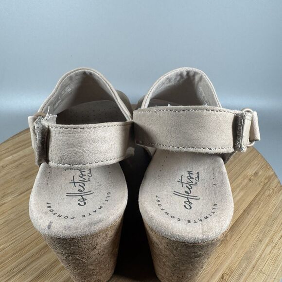 Clarks Annadel Ivory Wedge Sandal Beige Leather Womens 9 Platform Slingback - Picture 5 of 7